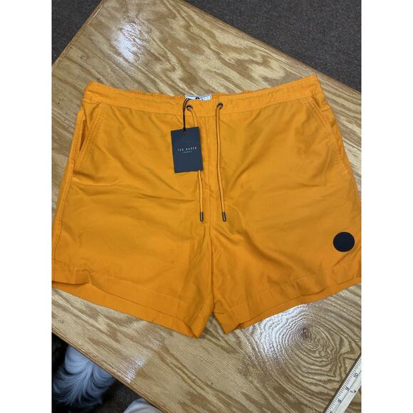 Ted Baker London Swim Trunks Men's 7 Yellow Cotton Drawstring Slash Pockets A37 - Picture 1 of 6
